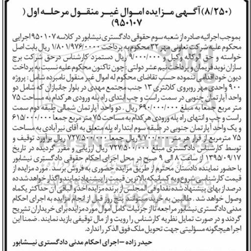 مزایده,مزایده پروژه 900 واحدی مهر شامل 2 باب اپارتمان