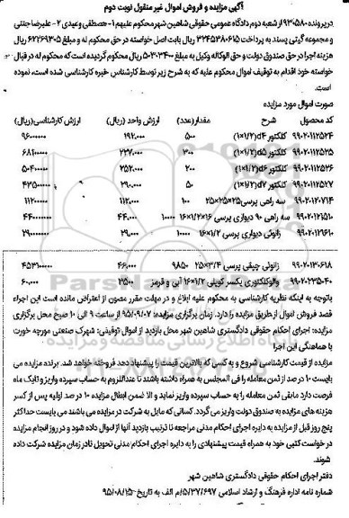 مزایده,مزایده انواع کلکتور نوبت دوم