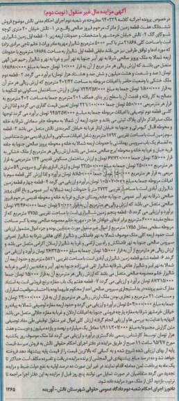 مزایده,مزایده ششدانگ هفت قطعه زمین از ماترک نوبت دوم