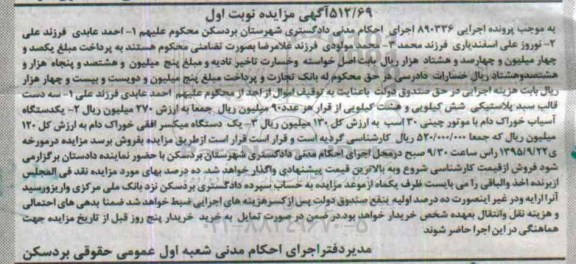 مزایده, مزایده سه دست قالب سبد پلاستیکی شش کیلویی ....