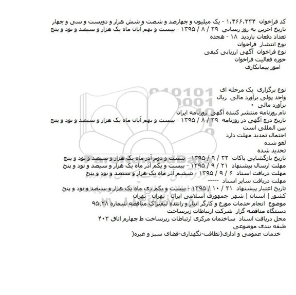 فراخوان , فراخوان انجام خدمات موزع و کارگر انبار و راننده لیفتراک
