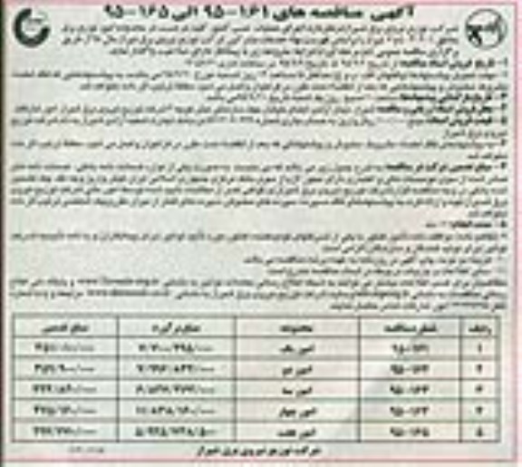 آگهی مناقصه, مناقصه اجرای عملیات نصب کنتور کلی در دست در محدوده 