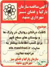 آگهی مناقصه, مناقصه کاشت درختان روتبال در پارک ها