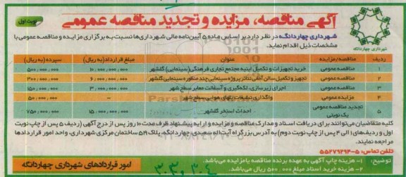 مزایده واگذاری تبلیغات پلهای هوایی سطح شهر