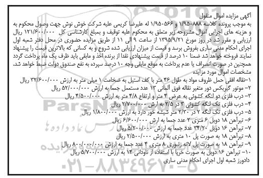 مزایده,مزایده نقاله افقی حمل ظروف مواد ....