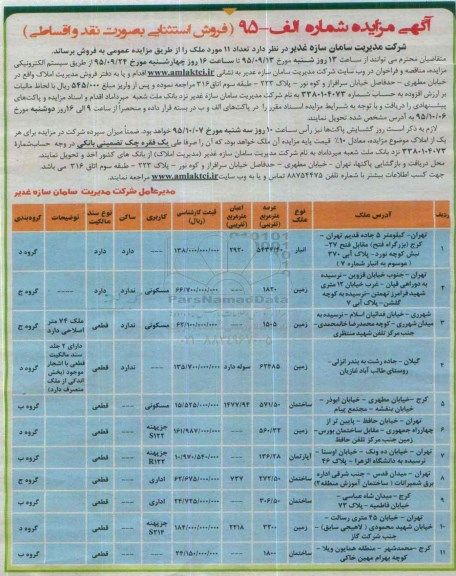 مزایده,مزایده فروش یازده مورد ملک به صورت نقد و اقساطی