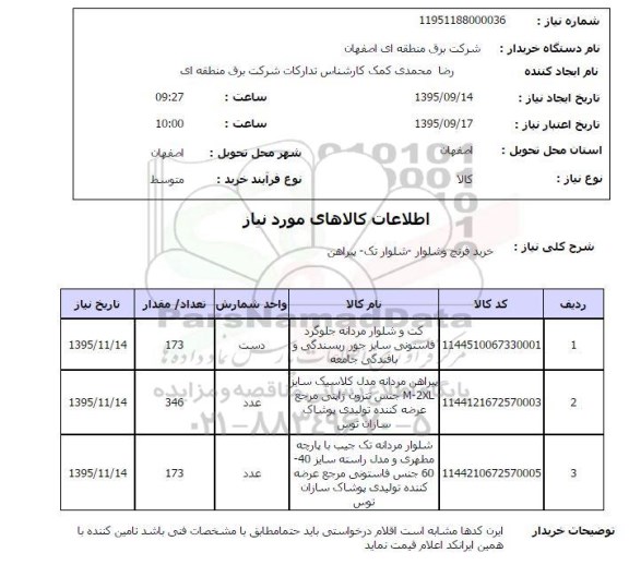 استعلام خرید فرنچ و شلوار- شلوار تک- پیراهن 
