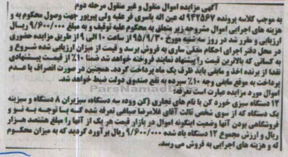 مزایده,مزایده 12 دستگاه سبزی خوردکن - مرحله دوم