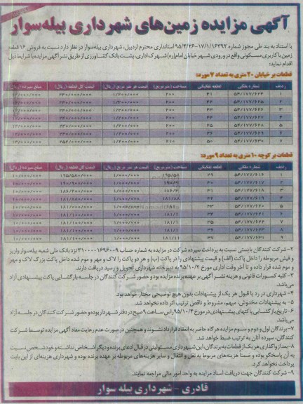 مزایده,مزایده فروش 16 قطعه زمین مسکونی 