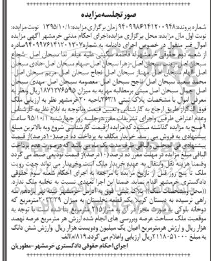 مزایده,مزایده ملک یک قطعه نخلستان 2033.39متر