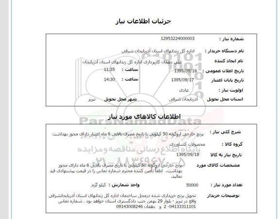 استعلام, استعلام برنج خارجی اروگوئه 50 کیلویی