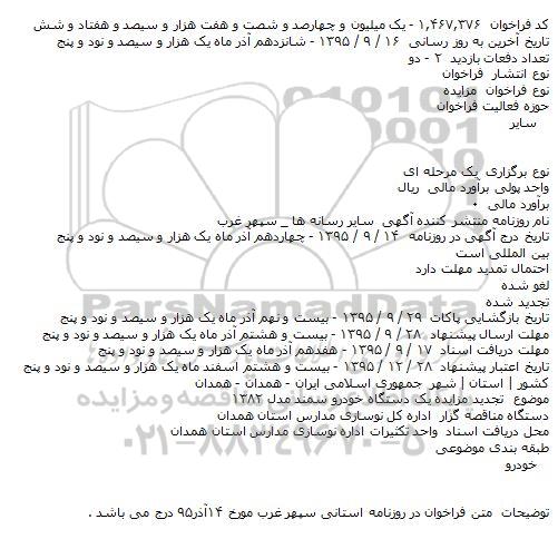 تجدید مزایده واحد تکثيرات اداره نوسازی مدارس