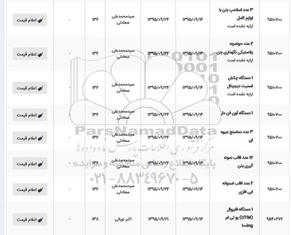 استعلام , استعلام 3 عدد اسلامپ بتن با لوازم کامل ....
