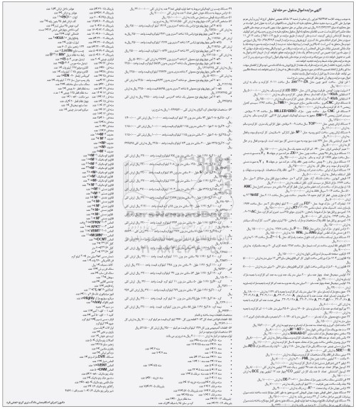 آگهی مزایده اموال منقول, مزایده فرز لونان، اسپیلت یونیت و ...