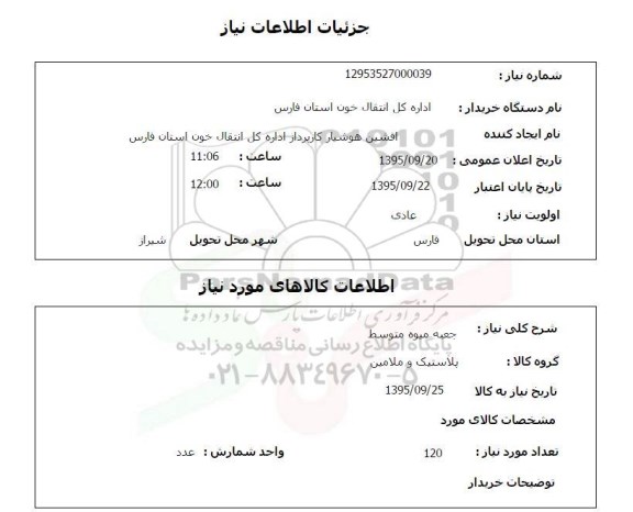 استعلام , استعلام جعبه میوه متوسط 