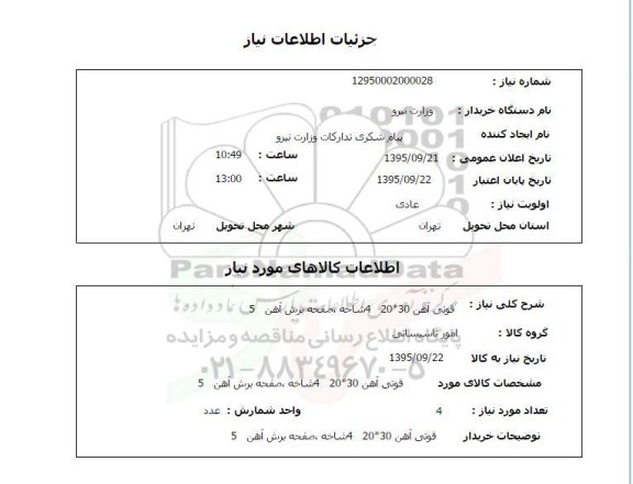 استعلام , استعلام قوتی آهن 30*20 4 شاخه صفحه برش آهن 5