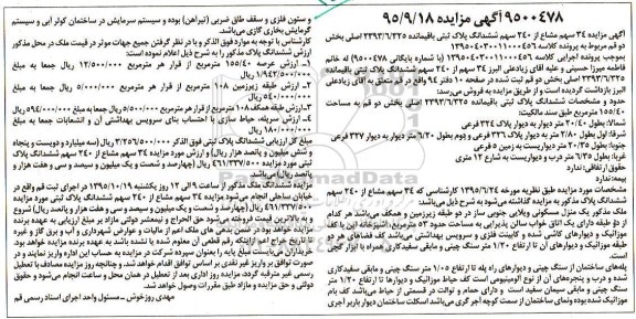 مزایده,مزایده 34 سهم مشاع از 240 سهم پلاک ثبتی