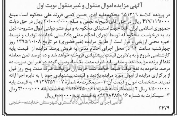 آگهی مزایده اموال منقول و غیر منقول , مزایده فروش انواع سیمکارت 