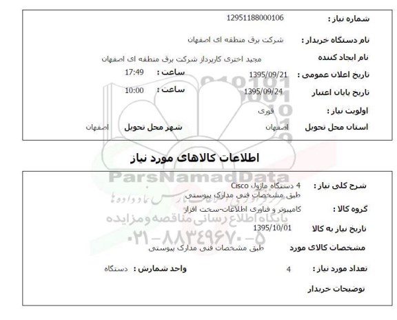 استعلام , استعلام 4 دستگاه ماژول CISCO 