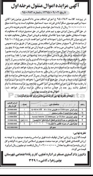 مزایده , مزایده اموال منقول پمپ ، موتور دیزل و ... 