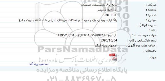 مناقصه عمومی , مناقصه واگذاری بهره برداری و حوادث و اتفاقات امورهای اجرایی هشتگانه به صورت جامع
