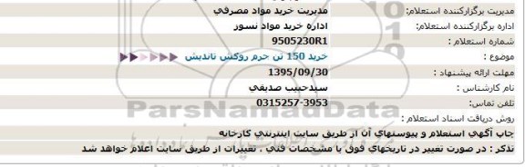 مناقصه خرید 150 تن جرم روکش تاندیش 