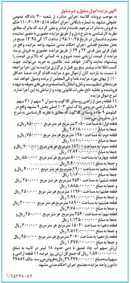 مزایده,مزایده 11 قطعه زمین بخش نه مشهد