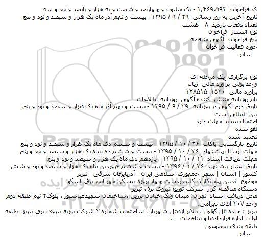 مناقصه تعیین پیمانکاران کلیددردست 