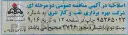 اصلاحیه , مناقصه 9 قلم BALL VALVE  