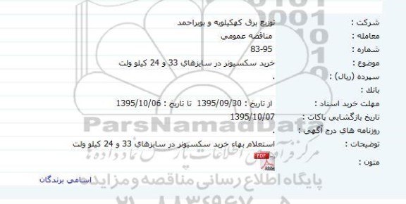  استعلام بها خرید سکسیونر 