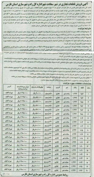 مزایده,مزایده فروش قطعات تجاری در شهر سعادت شهر 