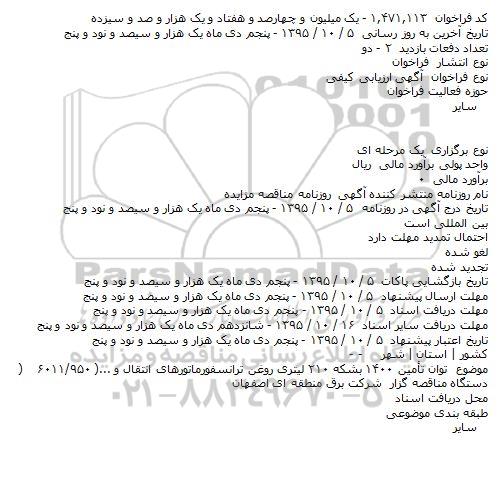 فراخوان تامین ۱۴۰۰ بشکه ۲۱۰ لیتری روغن 