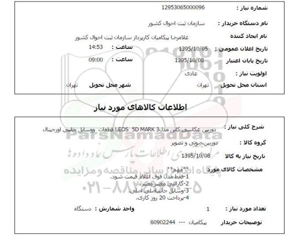 استعلام , استعلام دوربین عکاسی کانن