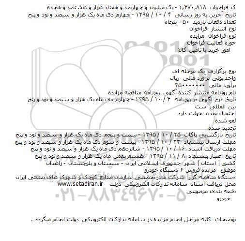 مزایده,مزایده 6 دستگاه خودرو