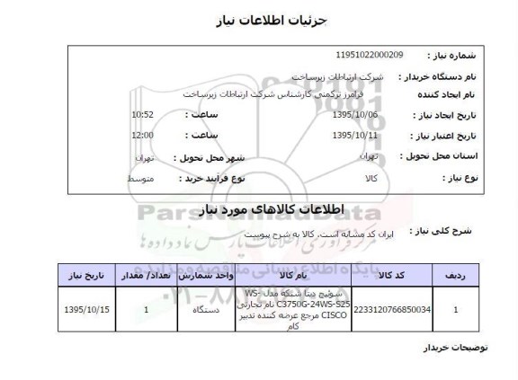 استعلام سوئیچ دیتا 