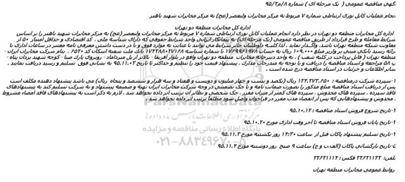 مناقصه ، مناقصه انجام عملیات کابل نوری ارتباطی شماره ۷  