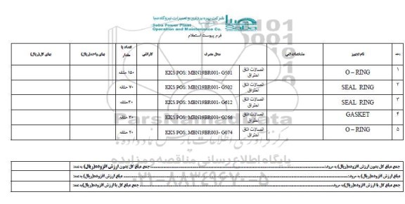 استعلام , استعلام O-RING