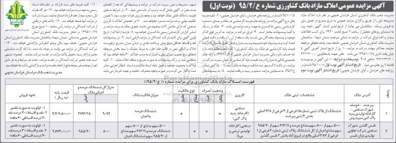 مزایده,مزایده عمومی املاک مازاد بانک کشاورزی