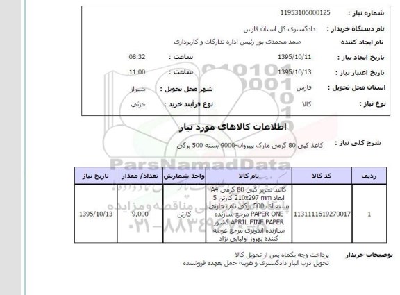 استعلام , استعلام کاغذ کپی 80 گرمی 