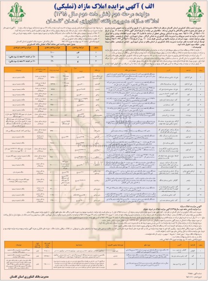 مزایده,مزایده مرحله دوم شش ماهه دوم سال 95 املاک مازاد