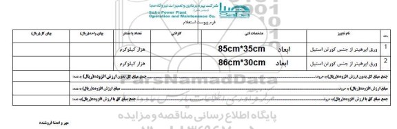 استعلام , استعلام ورق ایرهیتر از جنس کورتن استیل ...