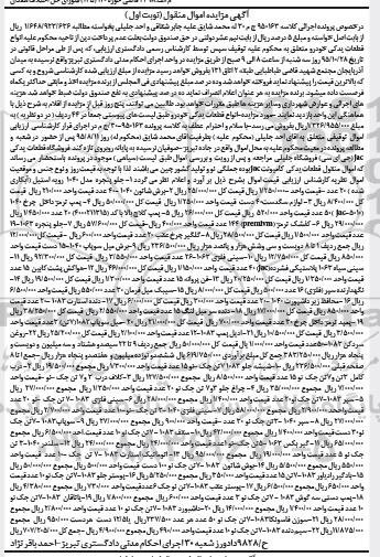 مزایده , مزایده انواع قطعات یدکی خودرو