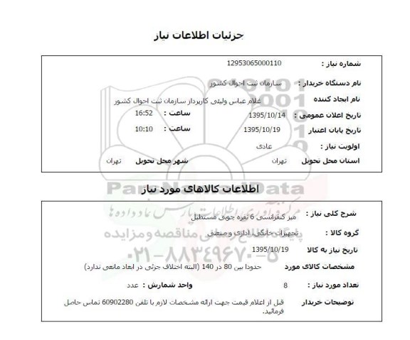 استعلام , استعلام میز کنفرانسی 6 نفره چوبی مستطیل