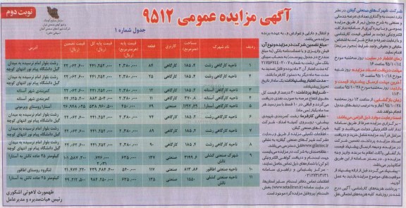 مزایده,مزایده واگذاری تعدادی عرصه خدماتی و صنعتی نوبت دوم