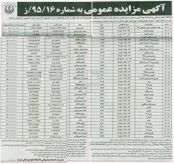 آگهی مزایده عمومی , مزایده تعداد 35 دستگاه خودرو مازاد بر نیاز