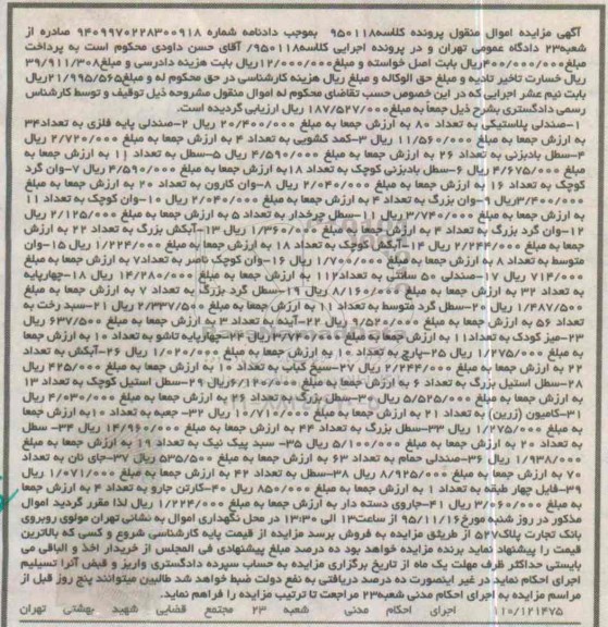 مزایده , مزایده فروش صندلی پلاستیکی ...