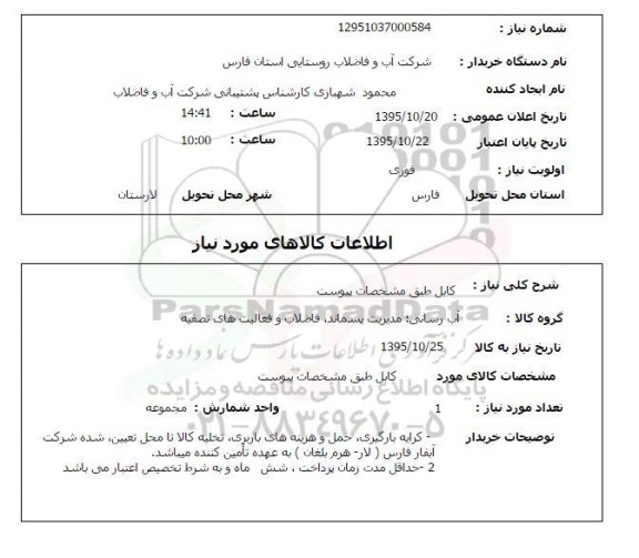 استعلام کابل