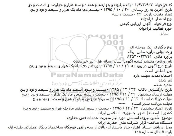 آگهی ارزیابی کیفی, مناقصه تامين نيروی انسانی 