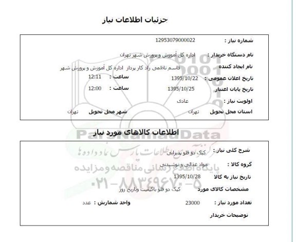 استعلام , استعلام کیک دو قلو پذیرایی