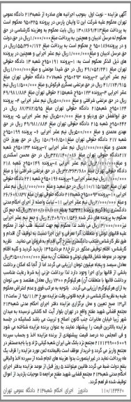 مزایده,مزایده قالبهای تونلی و متعلقات